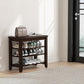 Shoe Bench Storage Rubberwood, Entryway Bench with 3-Tiers Height Adjustable, Shoe Rack Front Door Entrance Organizer for Hallway Living Room, Mudrooms, Walnut,23.6"