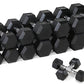 WF Athletic Supply Rubber Coated Hex Dumbbell Set, Multiple Choices Available - Dumbbells with Rack Stand and Mat, or Dumbbells Only (200/550/1200/2100/3000 LB)
