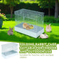 Folding Rabbit Cage, 18 x 10 x 14 in Portable Bunny Carrier with Tray and Handles for Transport, Travel or Temporary Housing, Indoor Outdoor Pet Habitat Animal Enclosure