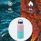BUZIO 32 oz Water Bottle Insulated with Straw & 3 lid and Carrying Pouch, Leak Proof Anti-Slip Stainless Steel Water Flask Jug, Cold for 48 Hrs Double Vacuum Thermo Canteen, Pearlescent Pink Blue