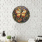Lygond Metal Sign Tin Sign Circular Stained Glass Butterfly Wall Art for Club 12×12 Inches