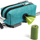 Dog Poop Bag Holder for Leashes - Dog Poop Bag Dispenser and Treat Holder with 2 Waterproof Pouches for Pet Waste Bags and Walking Accessories + 1 Free Roll - Leashrr 2.0 (Teal)