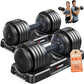 XDDIAS Adjustable Dumbbell Set of 2, 25/55/80LB Dumbbell Set-1Sec Adjustable Weights-5/10 in 1 Free Weights Dumbbells Set with Effortless Tray/No-Slip Handle-Compact Size for Women/Men at Home Gym