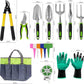 41-Piece Premium Gardening Tool Set, Stainless Steel Heavy Duty Gardening Tool Kit, with Non-Slip Rubber Grip, Storage Tote Bag, Outdoor Hand Tools, Ideal Gardening Gifts for All (Green/Grey)
