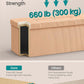 SONGMICS MAZIE Collection - Storage Ottoman Bench, Foldable Foot Rest, 15 x 43 x 15 Inches, End of Bed Bench, Storage Chest, Load 660 lb, Living Room, Bedroom, Entryway, Apricot ULSF604O01