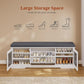 Farmhouse Storage Bench with Flip Drawers & Padded Seat Cushion, Half Hidden Shoe Rack Organizer, Adjustable Shelf Shoe Cabinet for Large Family, Entryway, Bedroom, Living Room (White)