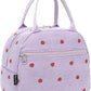 FlowFly Insulated Lunch Bag for Women – Corduroy Lunch Tote Box, Cute Cooler Bag for Work, Travel, Picnic,Corduroy Strawberries Purple