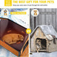 Dog House with Insulated Liner, Waterproof Dog Kennel for Small to Large Sized Dogs, Outdoor Doghouse 100% Insulated Puppy Shelter with Elevated Floor for Winter(Brown)