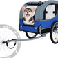 Blue-Grey Large Folding Bike Trailer for Dogs – Heavy-Duty Steel Frame, 66LB Capacity Pet Carrier for All-Terrain Cycling, Jogging & Camping Adventures!