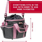 Weaver Leather Horse Grooming Kit, 7-piece Horse Brush Set with Organizer Tote Bag, Equine Care, Horse Tack Room Equipment, Grooming Horse Supplies, Gray/Pink