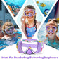 Kids Swim Goggles with Nose Cover, 180° Panoramic Snorkel Mask with Anti-Fog & Anti-Leak Design, Comfort Fabric Strap UV Protection Lens for Boys Girls Ages 3-15