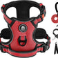 IVY&LANE No Pull Dog Harness for Large Dogs, Dog Vest Harness with Leash, Safety Belt and Storage Strap, Fully Adjustable Harness, 360° Reflective Strip, Soft Handle (Red, L)