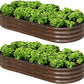 SnugNiture 2 Pcs 6x3x1ft Raised Garden Bed Kit, Outdoor Oval Metal Garden Planter, Ground Planter Box for Gardening Vegetables Flowers, Brown