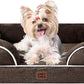 EHEYCIGA Orthopedic Dog Bed for Small Dogs, Waterproof Memory Foam Small Dog Beds with Sides, Non-Slip Bottom and Egg-Crate Foam Medium Pet Couch Bed with Washable Removable Cover, Brown