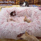 XxingSheep 4 Cave Shuttled XL Cat Tunnel Bed for Indoor Cats Peekaboo Toy Donut with Warm Mat, Pinkish White