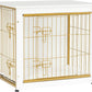 DWANTON Dog Crate Furniture with Cushion, Wooden Kennel Table with Double Doors, Indoor Dog House, Small/Medium/Large Size, 27.2" L, White
