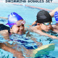 Kids Swim Goggles, Swimming Goggles for Kids Toddlers 3-14 with Swim Cap, Nose Clip, Nose Bridge, Ear Plugs