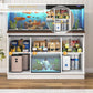 Farmhouse 55-75 Gallon Fish Tank Stand with Power Outlet, Aquarium Stand with Cabinet&Sliding Barn Door, Heavy Duty Reptile Tank Stand for 2 Fish Tank/Turtle Tank/Reptile Terrarium, White