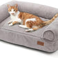FUKUMARU Dog Couch Bed, Corduroy Cozy Cat Bed for Indoor Cats with Washable Cover, Supportive Waterproof Dog Beds Sofa for Small Dogs and Large Cats Cute, 28inch, Medium, Light Grey