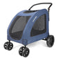 Large Dog Travel Stroller with 4 Heavy Duty Wheels Pet Stroller with Adjustable Handle - Double Doggie Capacity Jogger Wagon with Back Front Door for Small Medium Large Dogs (Navy)