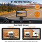 Magnetic Solar Wireless Backup Camera with 5” HD Monitor No Wiring Rechargeable Battery IP68 IR Night Vision Rearview Camera System for Car RV Truck 5th Wheels Skid Steer Horse Trailer Hitch Camera