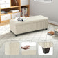 48" Ottoman with Storage, Corduroy Storage Ottoman Bench for Bedroom, End of Bed Bench with Safety Hinge for Living Room, Bedroom, Entryway, White