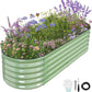 Galvanized Raised Garden Bed Outdoor- Raised Beds for Gardening| Metal Planter Box, Steel Raised Garden Bed Kit with Safety Edging and Gloves for Vegetables, Flower, Herbs (6x2x1.4FT, Green)