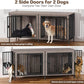 EasyCom 78 Inch Dog Cage Furniture for 2 Pets with Divider, XXL Wooden Double Dog Crate Furniture TV Stand for Mideum and Large Breed, Durable and Sturdy