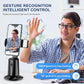 Auto Face Tracking Tripod 360° Rotating Cell Phone Photo and Video Kits Stand, No App, Camera Stand with Remote and Gesture Control, Rechargeable Smart Shooting Stand for Live Recording Tiktok（Black）