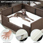 YITAHOME Rattan Dog Sofa Bed with Cushion,Wicker Pet Bed Sofa Couch Indoor Outdoor Waterproof for Large Medium Small Dogs Cats (38.6''L*26.4''W*15''H,Beige)
