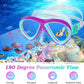 Kids Mask Fins Snorkel Set, Dry Top Snorkeling Gear for Kids Youth Boys Girls Junior Age 5-15 Tempered Glass Snorkel Mask Set Panoramic View Snorkeling Packages