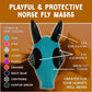 Horse Fly Mask - Durable Equine Fly Mask with Full Coverage for Eye & Ear - Stretchable, UV & Sun Protection Flymask for Horses, Ponies & Mini Horses - Horse Face Cover for Pasture & Trail - Stars