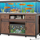 Miereirl 75-120 Gallon Fish Tank Stand with Power Outlet – Heavy Duty Aquarium Stand, Rustic Farmhouse Style, 1000 lb Capacity, Adjustable Storage & Sliding Barn Doors, Light Brown