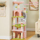 PAWZ Road Cat Tree, 53.5 Inches Tall Cat Tower with Spacious Hammocks, Condos and Scratching Posts, Cat House with Dual Padded Perches for Indoor Large Cats-Pink