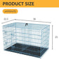 FDW Dog Crate for Medium Dogs 36 Inch Folding Metal WirePet Cage Double Door W/Divider Panel Indoor Outdoor Kennel Leak-Proof Plastic Tray,Blue
