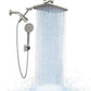 Veken Wide Rain Shower Head with 6 Modes Handheld Water Spray,High Pressure Showerhead Combo with Arm,Adjustable Dual Shower with Anti-Clog Nozzles, Brushed Nickel