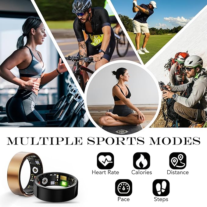 Smart Health Ring for Women Men Fitness Tracker with Heart Rate, Blood Oxygen, Blood Pressure, Sleep Monitoring, Step Counting, IP68 Waterproof for iPhone and Android, No APP Fee, Silver 9