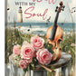 Violin Pictures Wall Art, Music Rustic Country Inspirational Bathroom Wall Decor, Coastal lighthouse Framed Painting Rose Aesthetics Canvas Artwork for Bedroom Living Room Decorations 24"L x 16"W