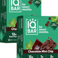 IQBAR Brain and Body Plant Protein Bars - Chocolate Mint Chip - 24-Count Low Carb - Gluten Free, High Fiber, Vegan Snacks - Low Sugar Meal Replacement