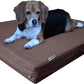 Dogbed4less Orthopedic Memory Foam Dog Bed for Medium Dogs with Washable Denim Cover, Waterproof Liner and Extra Pet Bed Case, 37X27X4 Inch, Brown
