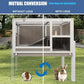 38" L Rabbit Hutch Bunny Cage,Fir Wood Rabbit Cage Indoor Outdoor with Pull Out Tray,Bunny Hutch with Ramp and Hideout,Guinea Pig Cages Rabbit Hutch Indoor with Detachable 4 Legs