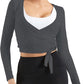 Women Tie Front Shrug Long Sleeve Bolero Cardigan Lightweight Casual Tops