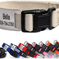 GoTags Personalized Dog Collar with Nameplate, Adjustable Dog Collar with Custom Engraved Slide On Pet ID Tag in Stainless Steel, Silent, No Noise Dog Tag (Beige, X-Small)