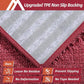COSY HOMEER Edging Stair Treads Non-Slip Carpet Mat 28inX9in Indoor Stair Runners for Wooden Steps, Edging Stair Rugs for Kids and Dogs, 100% Polyester TPE Backing (7pc, Red, 7)