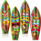 4 Pcs 36 Inch Tiki Inflatable Surf Board Tiki Party Decorations Blow up Surfboard Bar Decorations Inflatable Pool Floats for Hawaiian Luau Tropical Beach Party Supplies Outdoor Decor