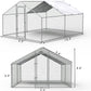 LEMBERI Metal Chicken Runs for Yard, Spire-roof Large Walk in Chicken coop cage for Outside,Galvanized Rabbits Duck Run and coops,Chicken Pen with Waterproof Cover for Outdoor,Backyard and Farm
