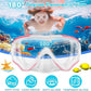 Kids Swim Goggles with Nose Cover, Snorkel Diving Mask Anti-Fog Anti-UV, Snorkeling Gear Swimming Goggles for Kids 3-14 2PCS