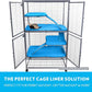 Paw Inspired Fitted Fleece Liners for Ferret Nation, Critter Nation Cage for Ferrets, Rats, Chinchillas, Hedgehogs & Other Small Animals (Blue, Double Unit Combo)