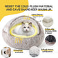 CATISM Plush Hooded Cat Bed, Calming Nest, Self-Warming Cave, Cozy Pod for Indoor Cats or Small Dogs, Removable Washable Cove With Non-Slip Bottom