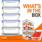 NutriChef 10-Piece Superior Glass Food Storage Containers Set (5 Containers + 5 Locking Lids),Stackable Meal-prep Design, BPA-free Airtight Clear Locking lids with Vent Lids & Air Hole, Blue